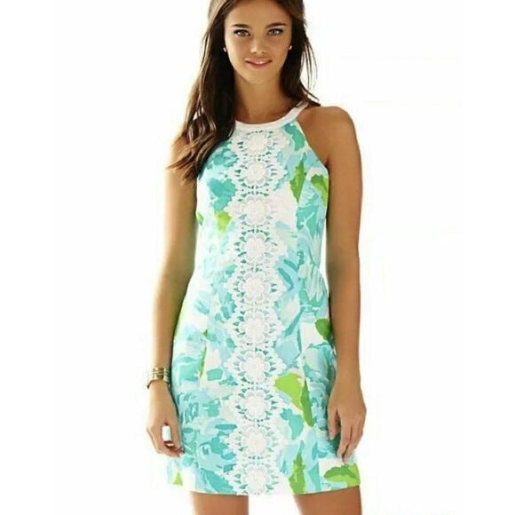 NWT LILLY PULITZER PEARL SHIFT DRESS POOLSIDE BLUE FIRST IMPRESSION Sz 0 - Picture 1 of 10